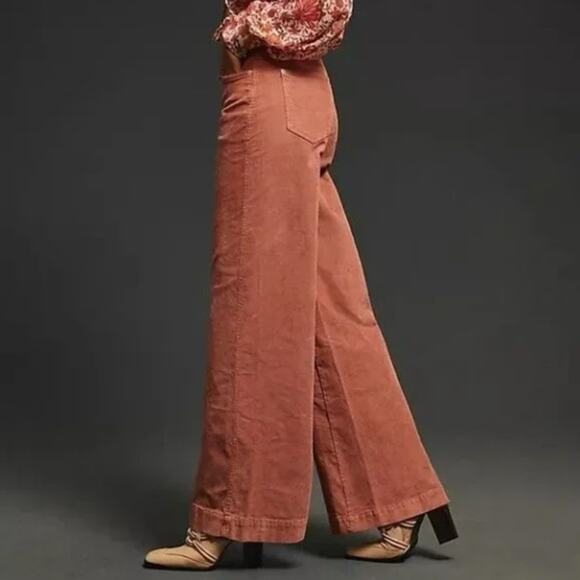 ANTHROPOLOGIE x PILCRO Gwen Wide Leg Corduroy Pant Rose Pink Sz 29T NWT $128 N37 - Picture 3 of 6